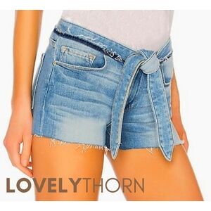 FRAME DENIM // le cut-off released tie waist raw hem denim shorts